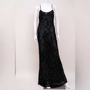 Reformation Par Black Velvet Burnout Maxi Slip Dress